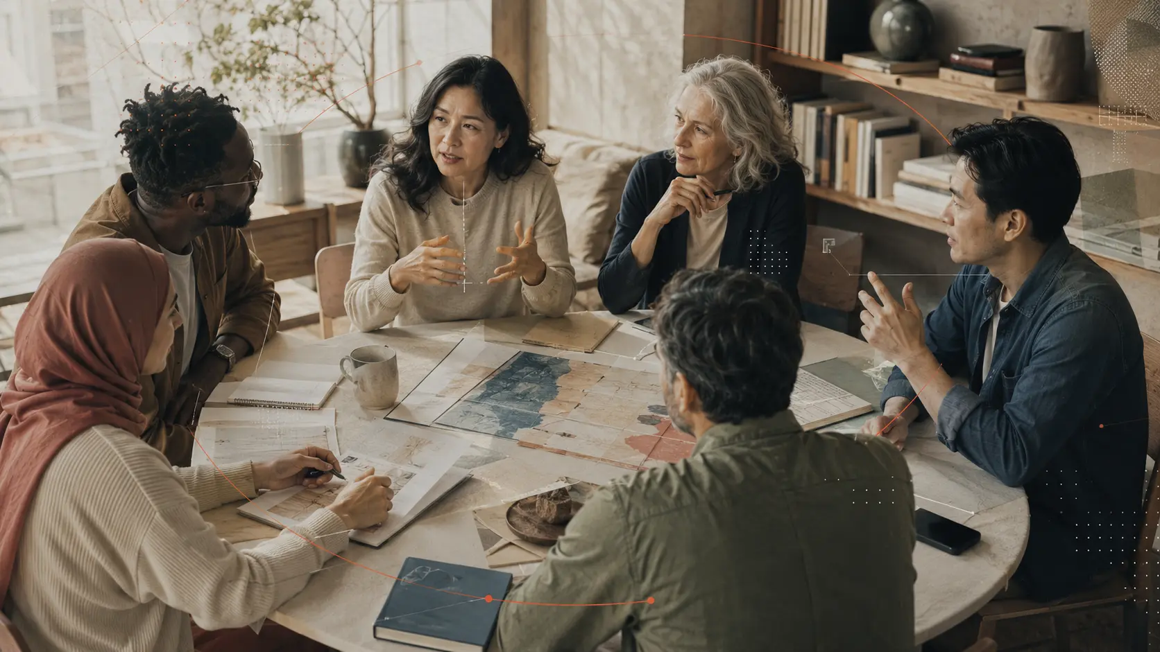 Pessoas reunidas em uma conversa estratégica